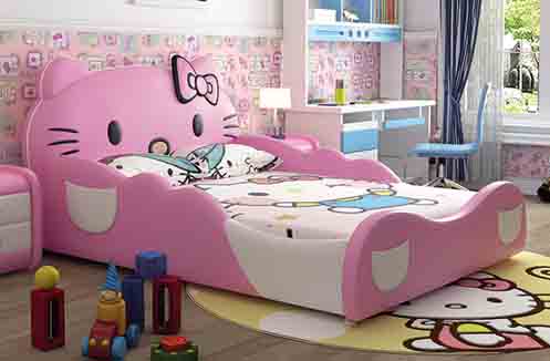 GIƯỜNG BỌC DA CHO BÉ GÁI HÌNH HELLO KITTY XINH XẮN BABYL02